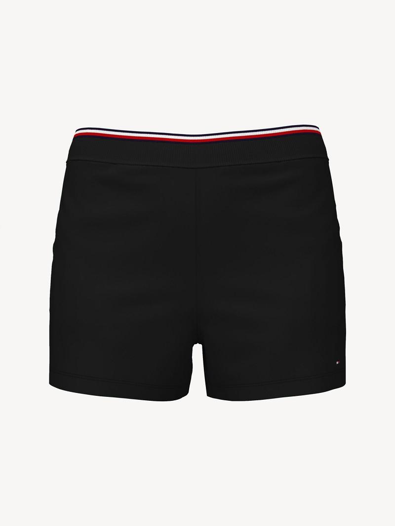 Női Tommy Hilfiger Essential High-Derekú Sweatshort Rövidnadrág Fekete | HU 302VRW